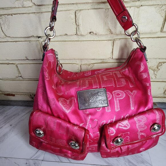 Rare Coach Poppy Storypatch Pink Shoulder Bag Purse - Picture 2 of 16